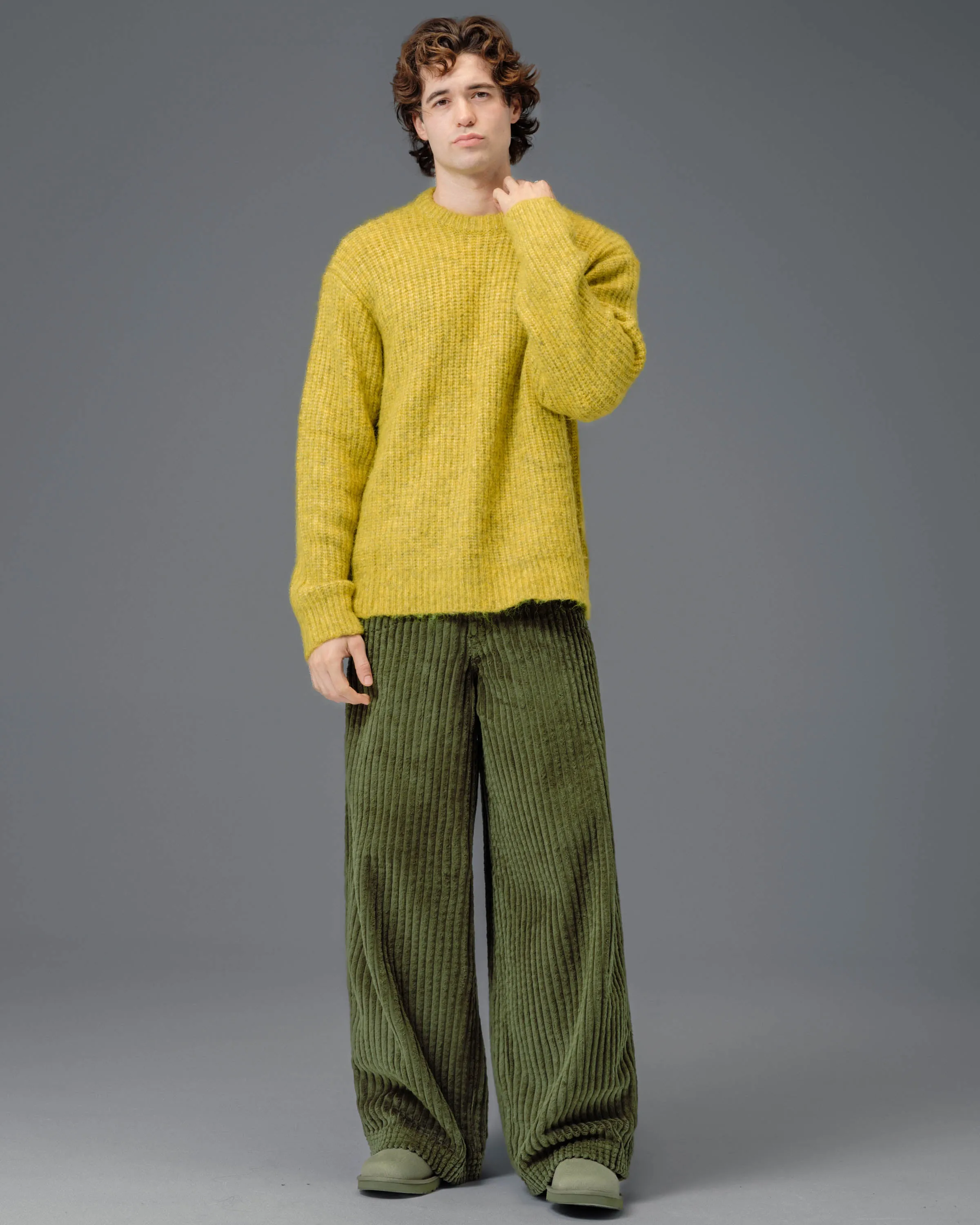 Jester. 26". 2 Wale Corduroy. Moss. sold by JNCO