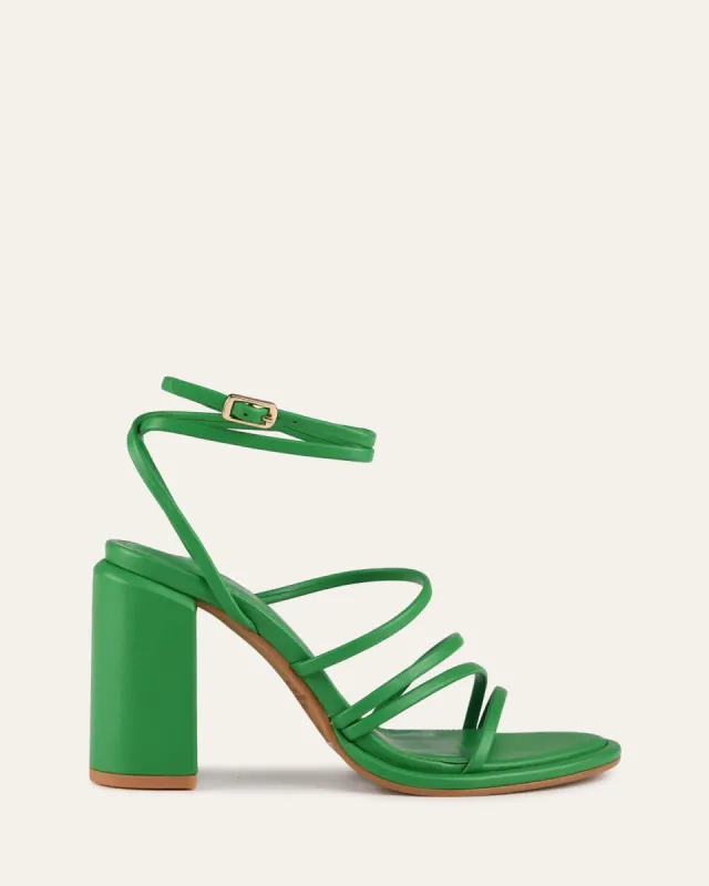 PIP HIGH HEEL SANDALS EMERALD GREEN LEATHER sold by Jo Mercer