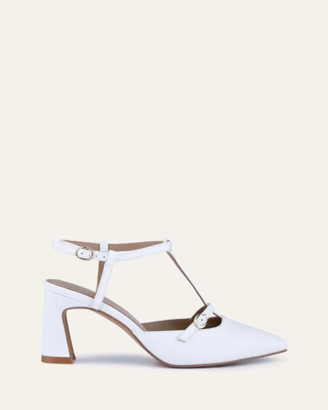 KEMBLA MID HEELS WHITE LEATHER sold by Jo Mercer