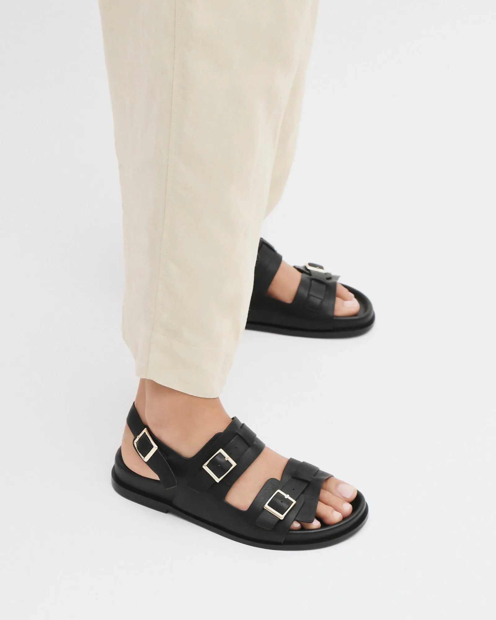 VERONA FLAT SANDALS BLACK LEATHER sold by Jo Mercer product image thumbnail 2