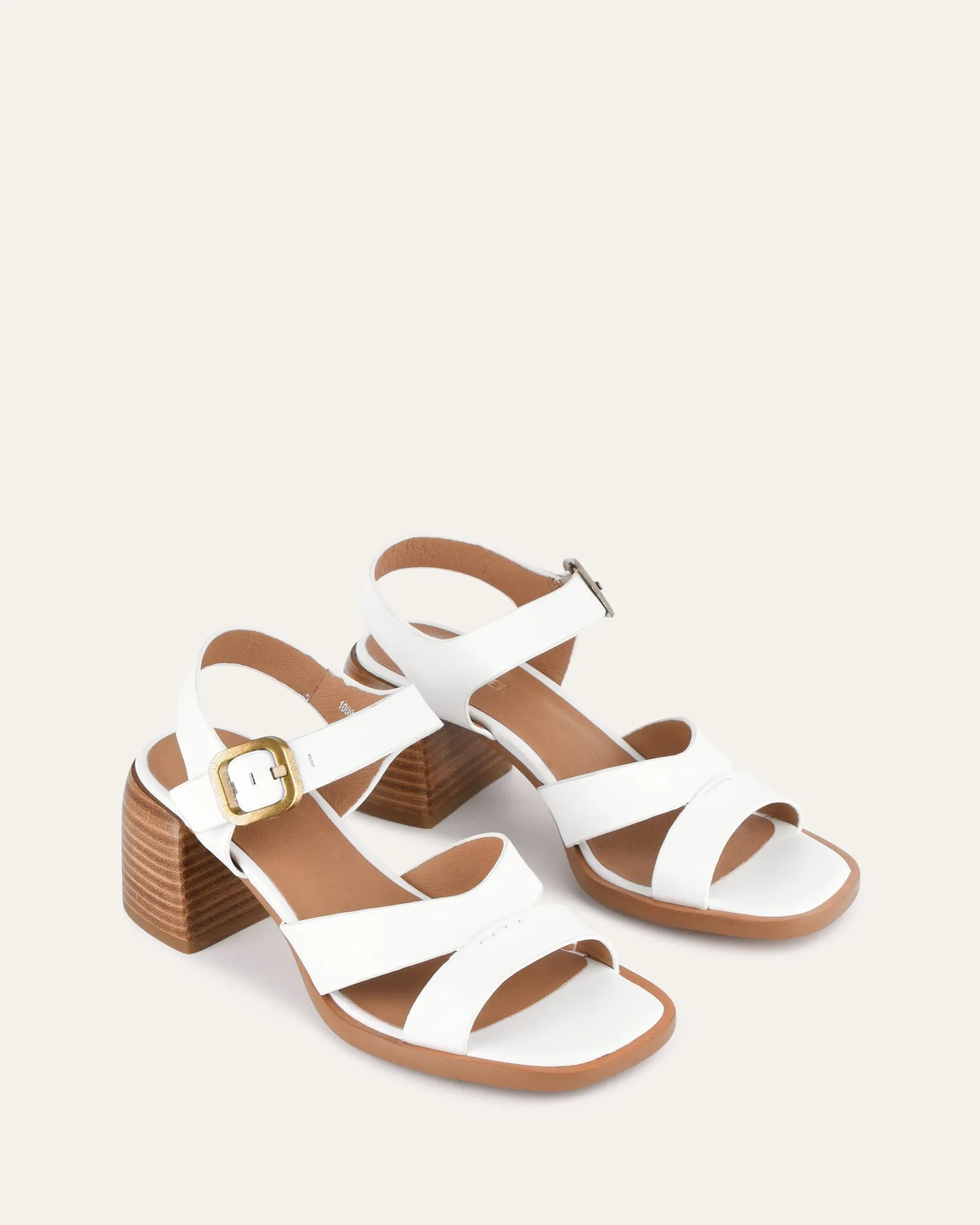 IMOGEN MID HEEL SANDALS WHITE LEATHER sold by Jo Mercer product image thumbnail 2