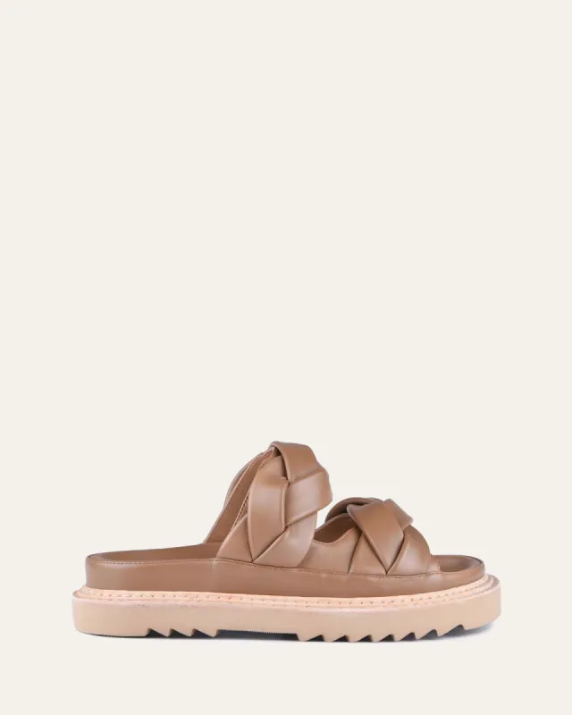 VENUS FLAT SLIDES TAN LEATHER sold by Jo Mercer