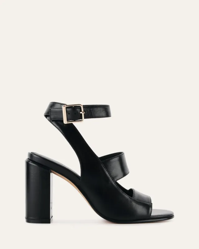 PENNY HIGH SANDALS BLACK LEATHER sold by Jo Mercer
