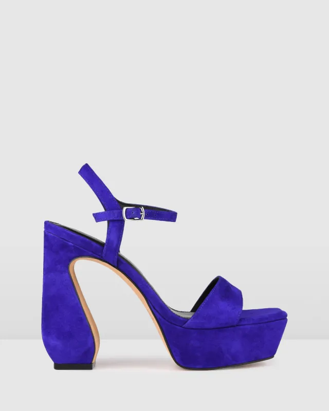 DELPHINA HIGH HEEL PLATFORM SANDALS ULTRA VIOLET SUEDE sold by Jo Mercer