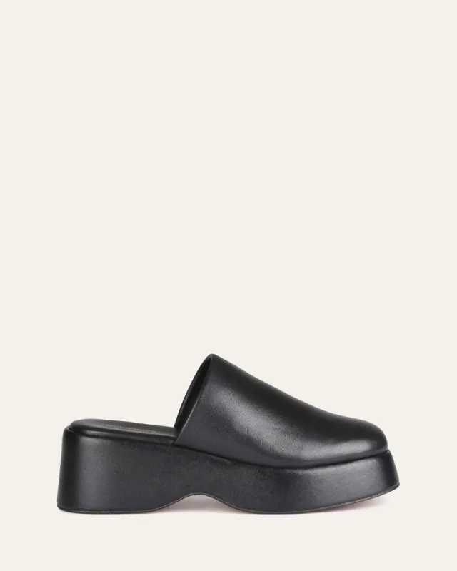 SUZU LOW HEEL MULES BLACK LEATHER sold by Jo Mercer