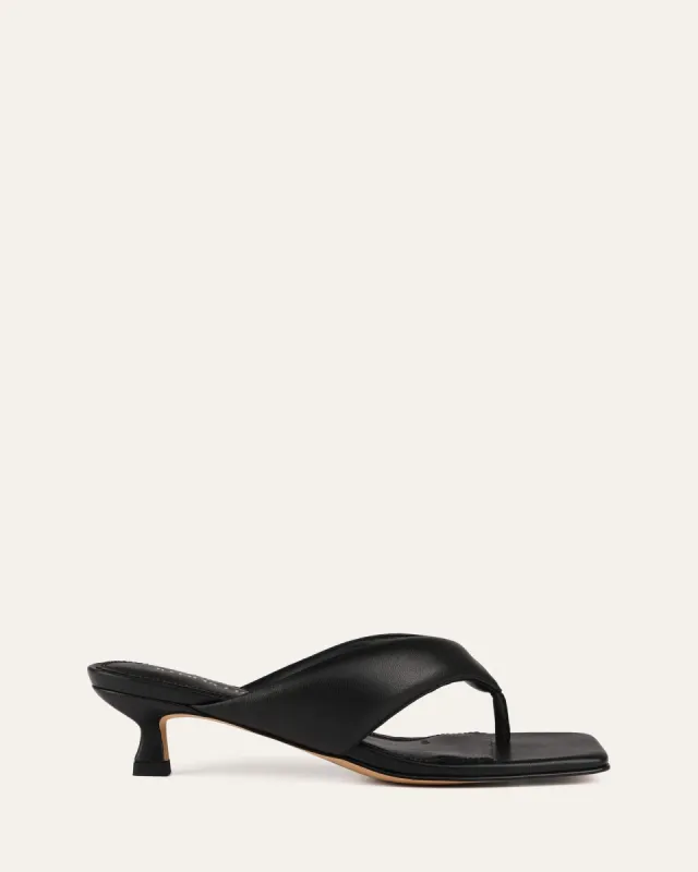 TESSA MID HEEL SANDALS BLACK LEATHER sold by Jo Mercer