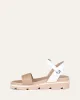 ILLUSION FLAT WEDGE SANDALS WHITE TAN LEATHER sold by Jo Mercer