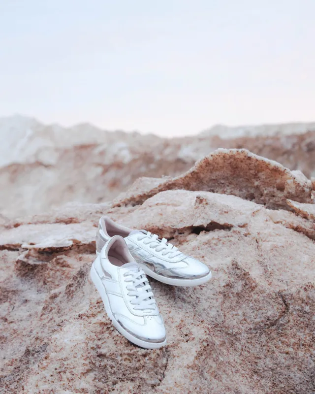 LOLA SNEAKERS SILVER PATENT sold by Jo Mercer