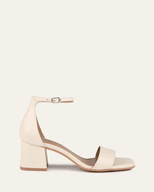 LURA MID HEEL SANDALS OFF WHITE LEATHER sold by Jo Mercer