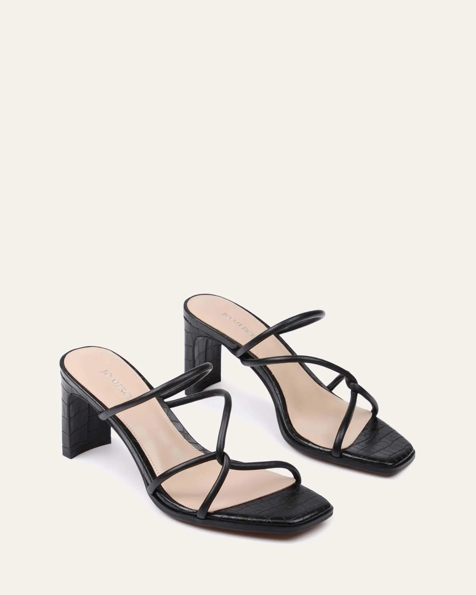 NOVI MID HEEL SANDALS BLACK LEATHER sold by Jo Mercer product image thumbnail 3