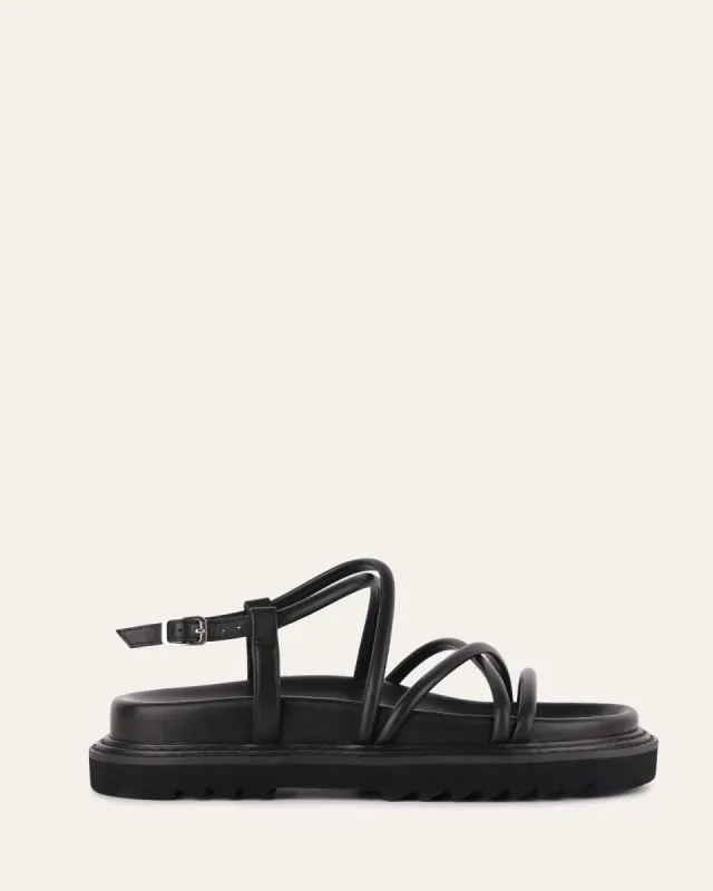 VIOLA FLAT SANDALS BLACK LEATHER sold by Jo Mercer