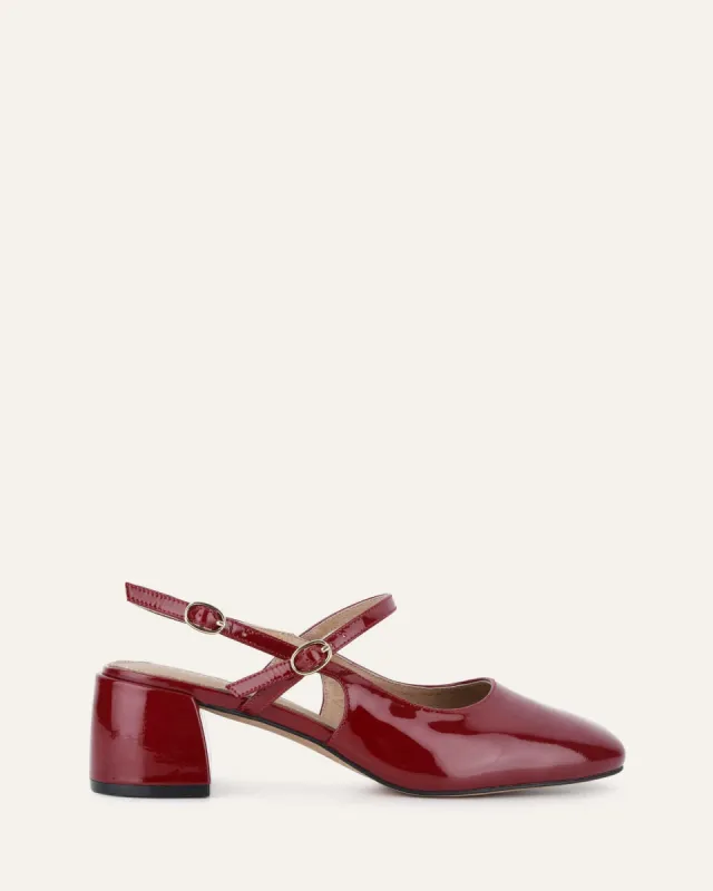 JENNA LOW HEELS RUBY RED PATENT sold by Jo Mercer