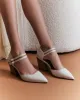 FLORA MID HEEL SHOES OFF WHITE LEATHER sold by Jo Mercer
