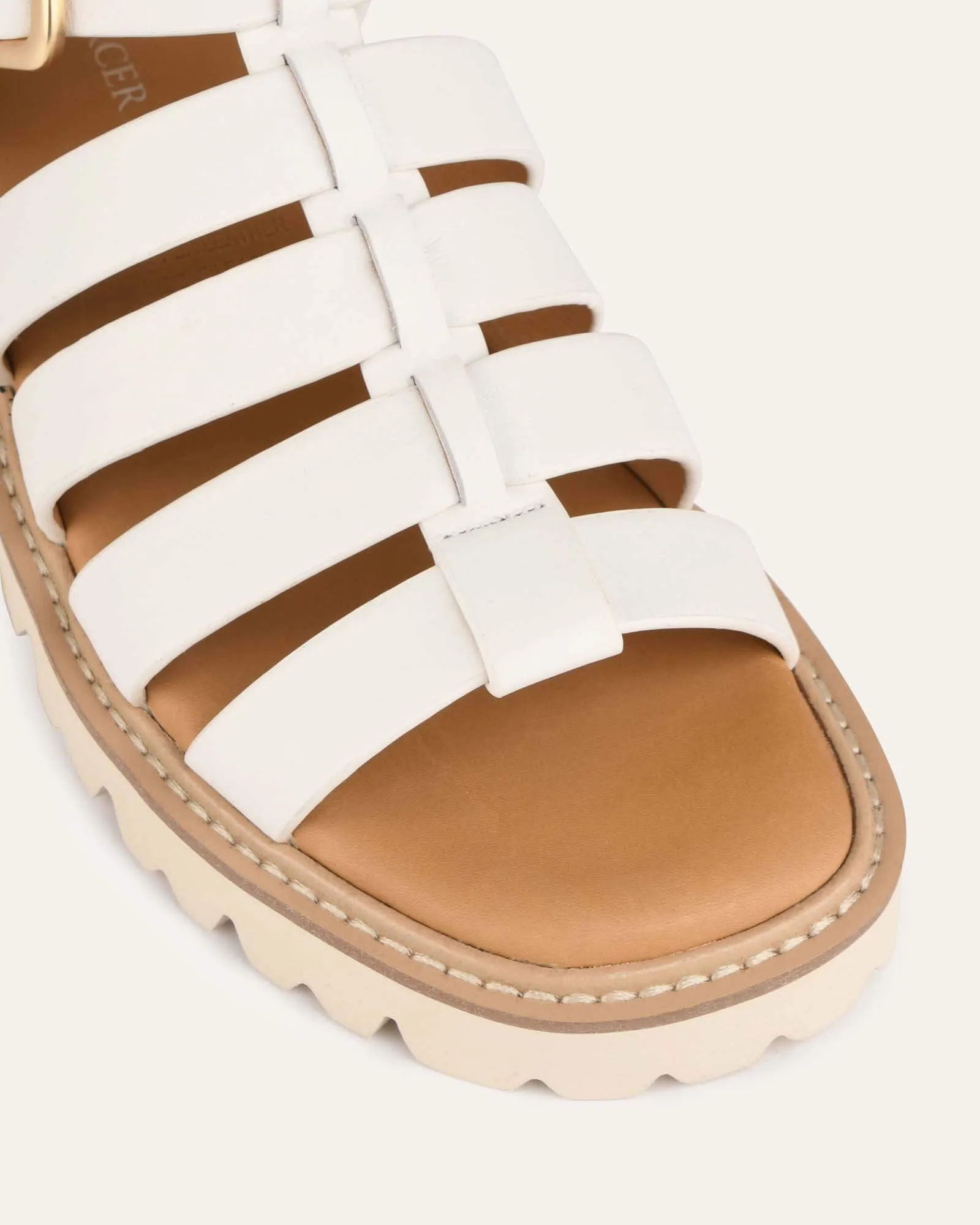 GINO FLAT SANDALS WHITE LEATHER sold by Jo Mercer product image thumbnail 4