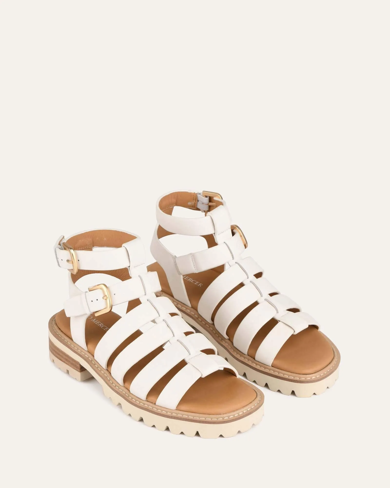 GINO FLAT SANDALS WHITE LEATHER sold by Jo Mercer product image thumbnail 3