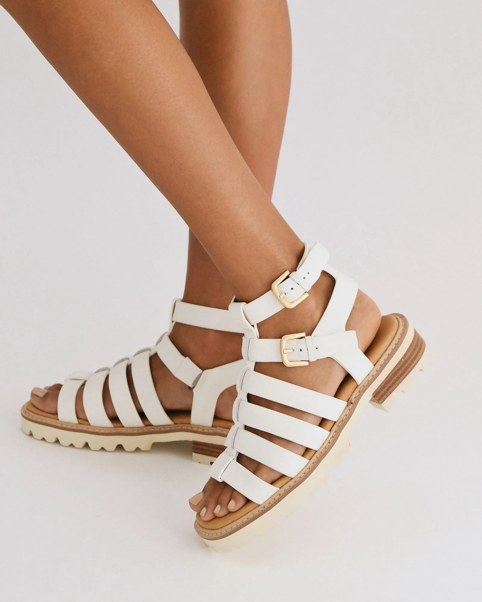 GINO FLAT SANDALS WHITE LEATHER sold by Jo Mercer product image thumbnail 2