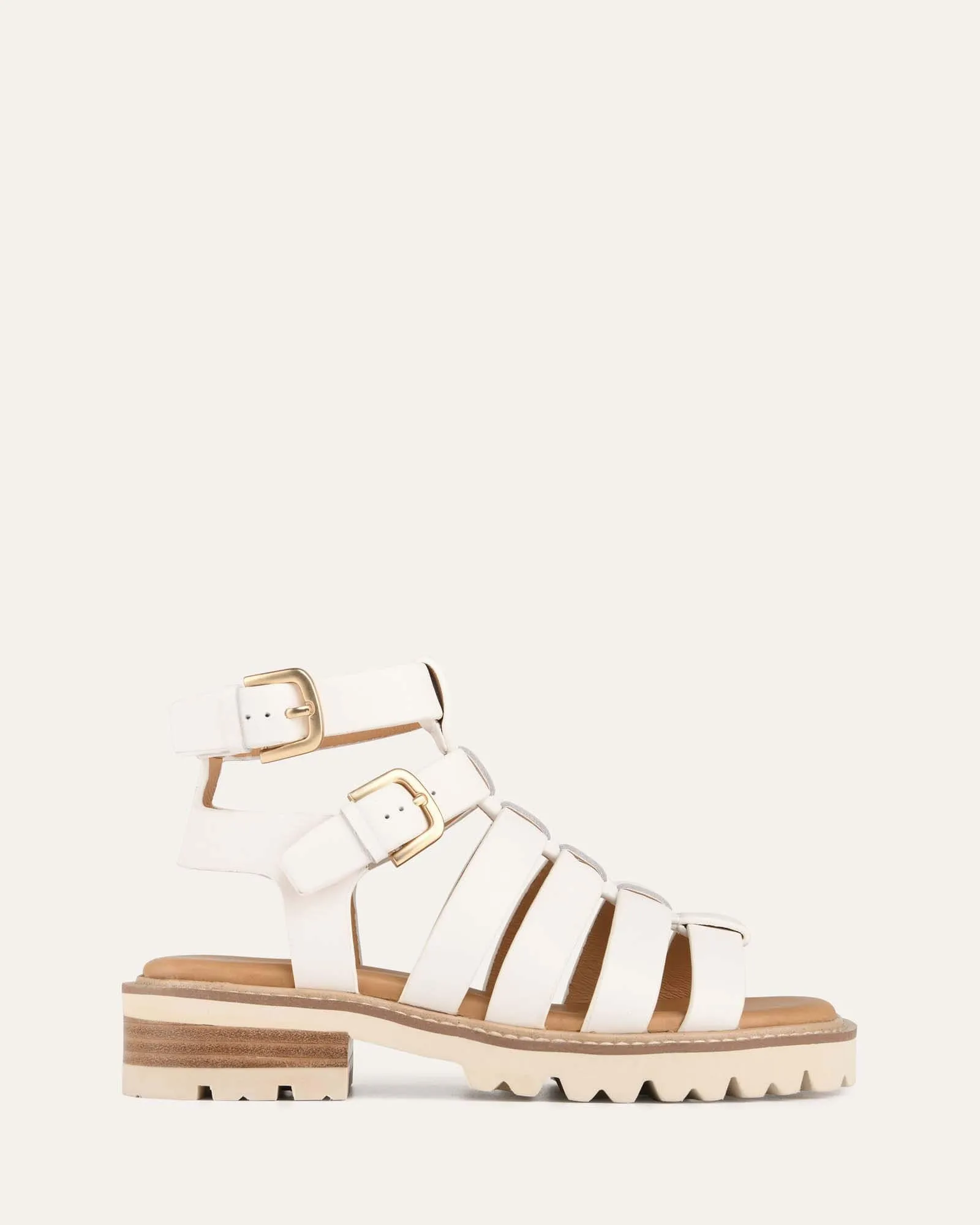 GINO FLAT SANDALS WHITE LEATHER sold by Jo Mercer