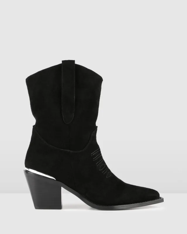WESTERN CALF BOOTS BLACK SUEDE sold by Jo Mercer