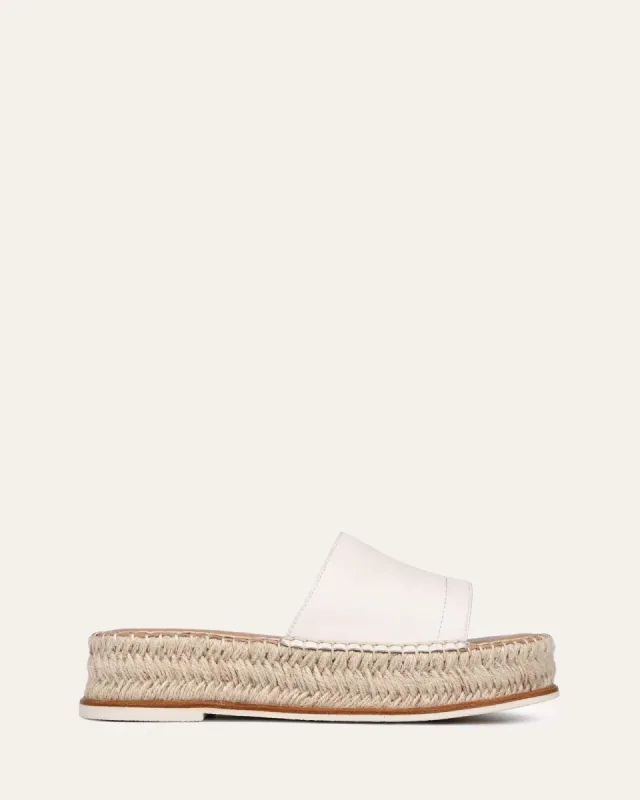 ELKA ESPADRILLE SLIDES WHITE LEATHER sold by Jo Mercer