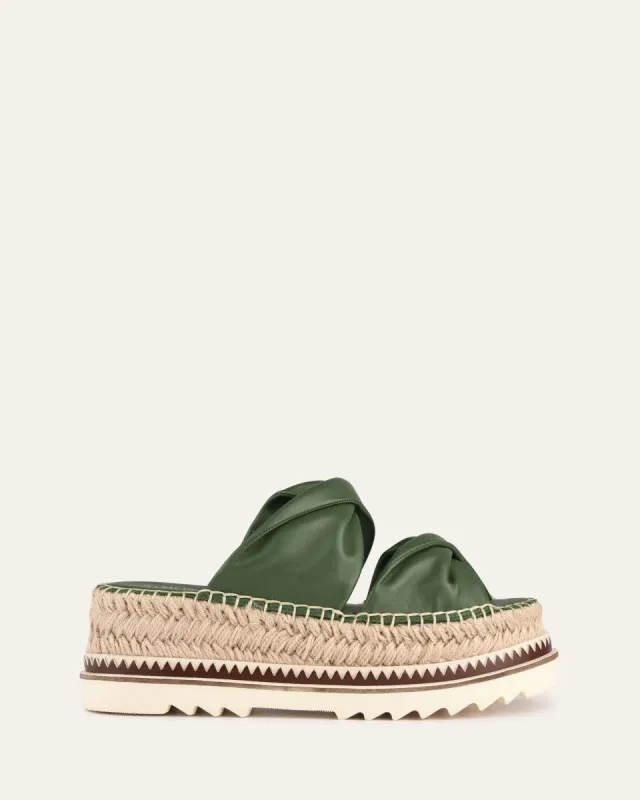 ELENA ESPADRILLE SLIDES MOSS GREEN LEATHER sold by Jo Mercer
