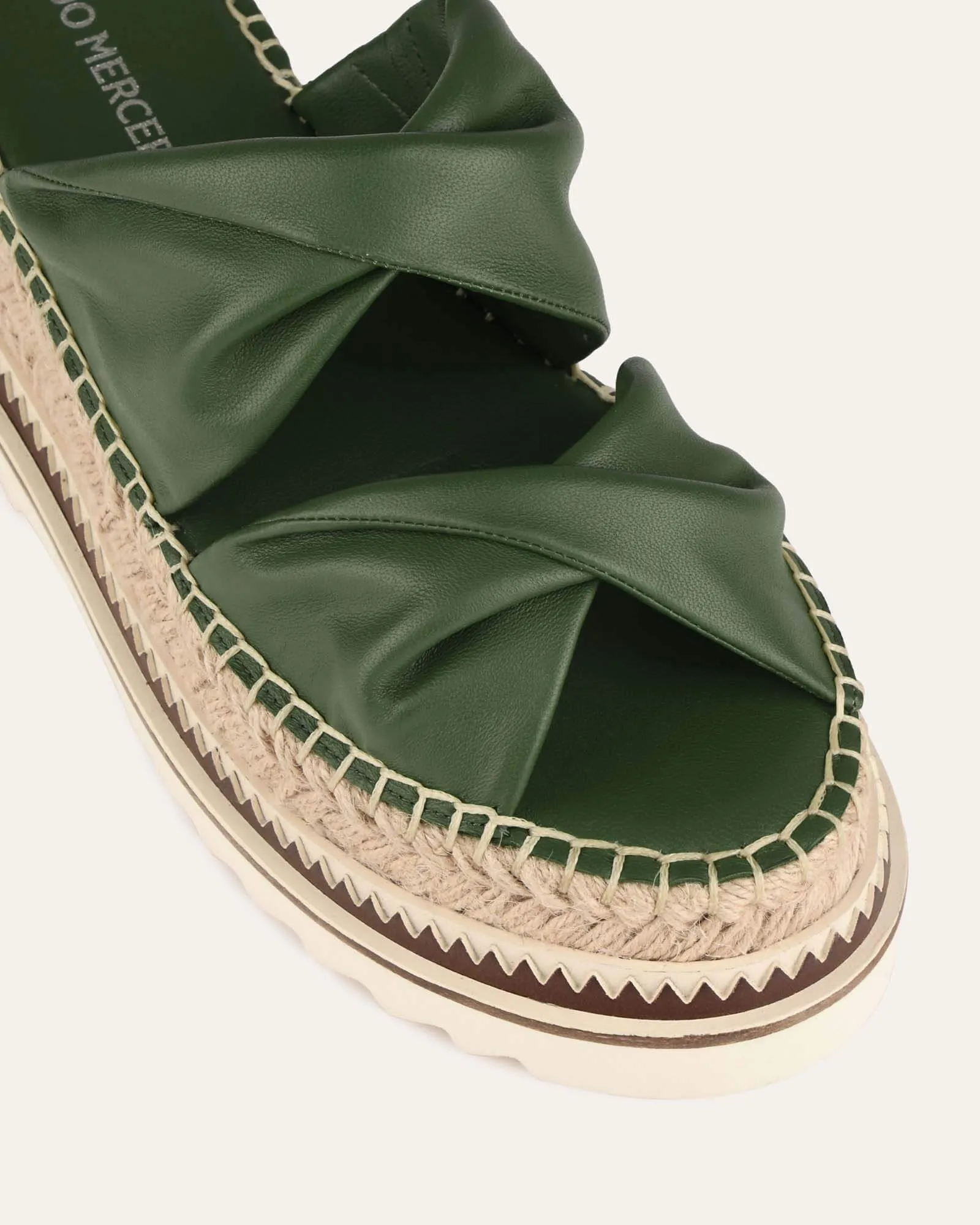 ELENA ESPADRILLE SLIDES MOSS GREEN LEATHER sold by Jo Mercer product image thumbnail 3