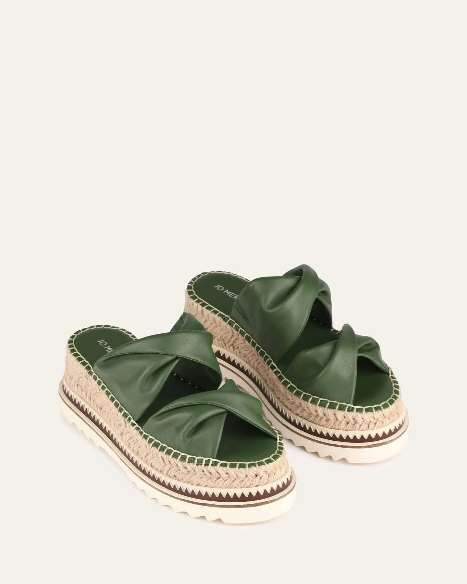 ELENA ESPADRILLE SLIDES MOSS GREEN LEATHER sold by Jo Mercer product image thumbnail 2