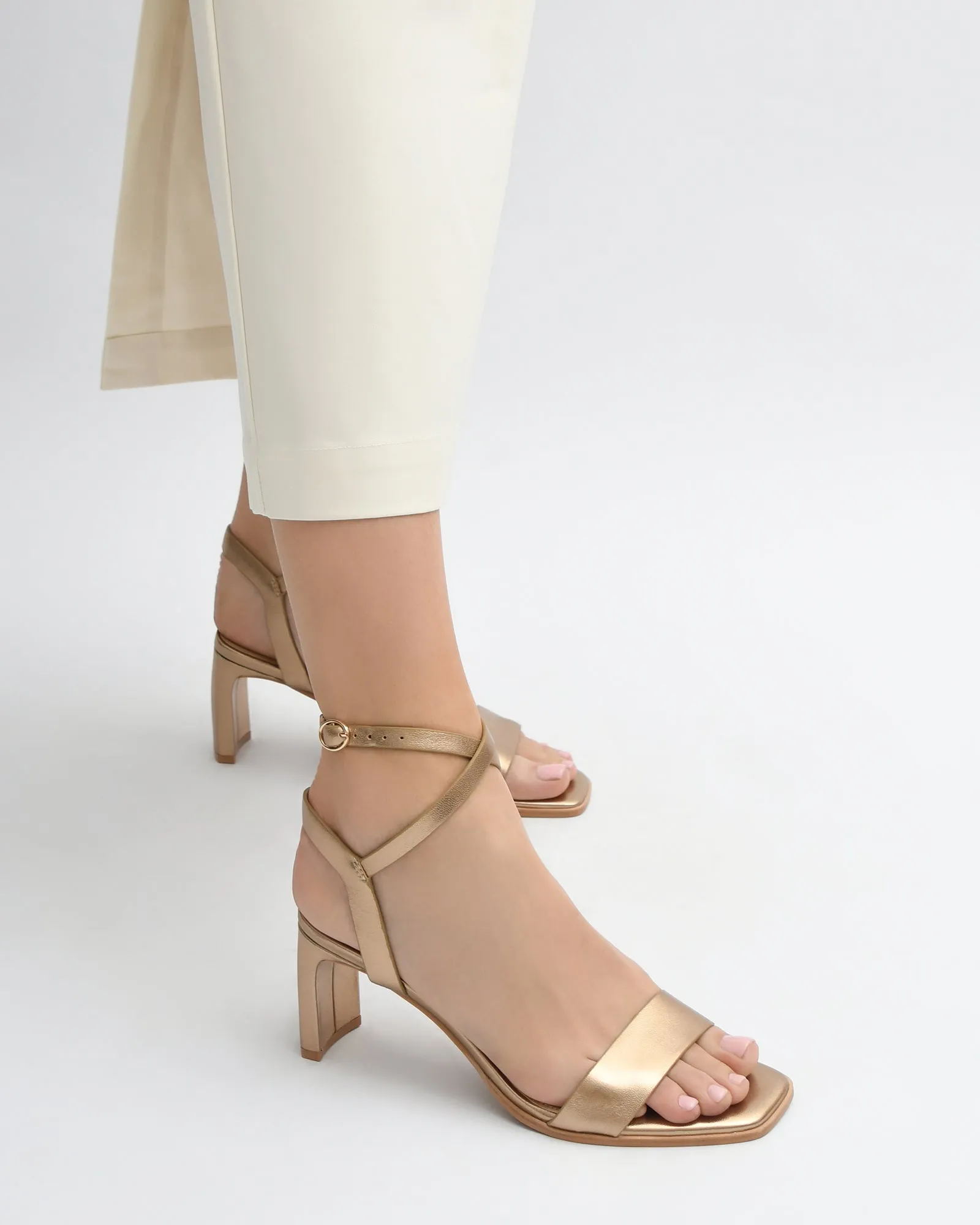 NATSU MID HEEL SANDALS SOFT GOLD LEATHER sold by Jo Mercer product image thumbnail 2