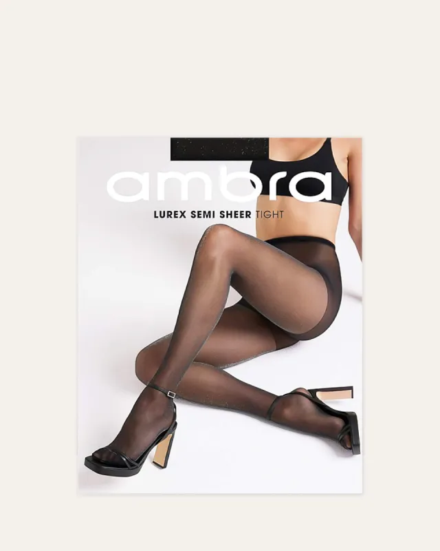 AMBRA LUREX SEMI SHEER TIGHT BLACK GOLD sold by Jo Mercer