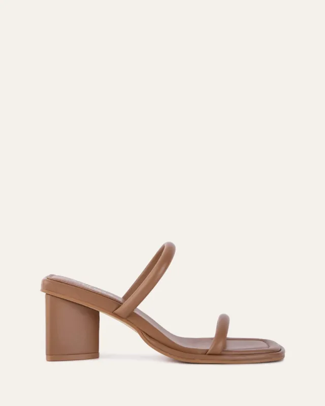 MIMI MID HEEL SANDALS TAN LEATHER sold by Jo Mercer