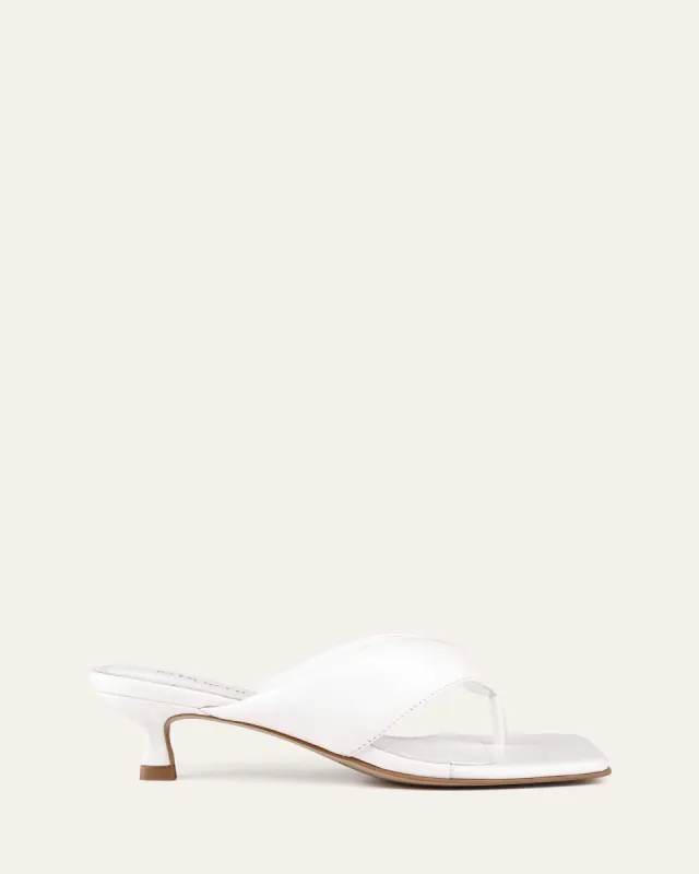 TESSA MID HEEL SANDALS WHITE LEATHER sold by Jo Mercer