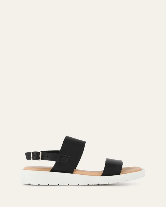 ROSALIE FLAT SANDALS BLACK LEATHER sold by Jo Mercer