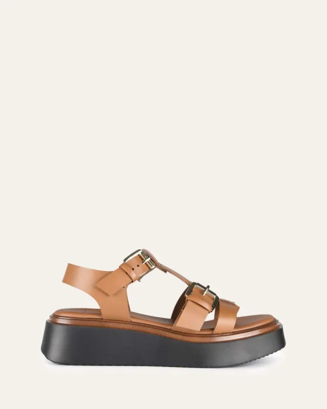 ANGELINA FLAT SANDALS TAN LEATHER sold by Jo Mercer