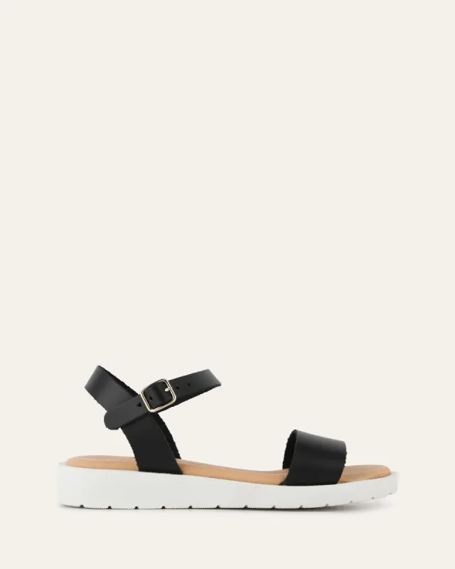 ROBIN FLAT SANDALS BLACK LEATHER sold by Jo Mercer