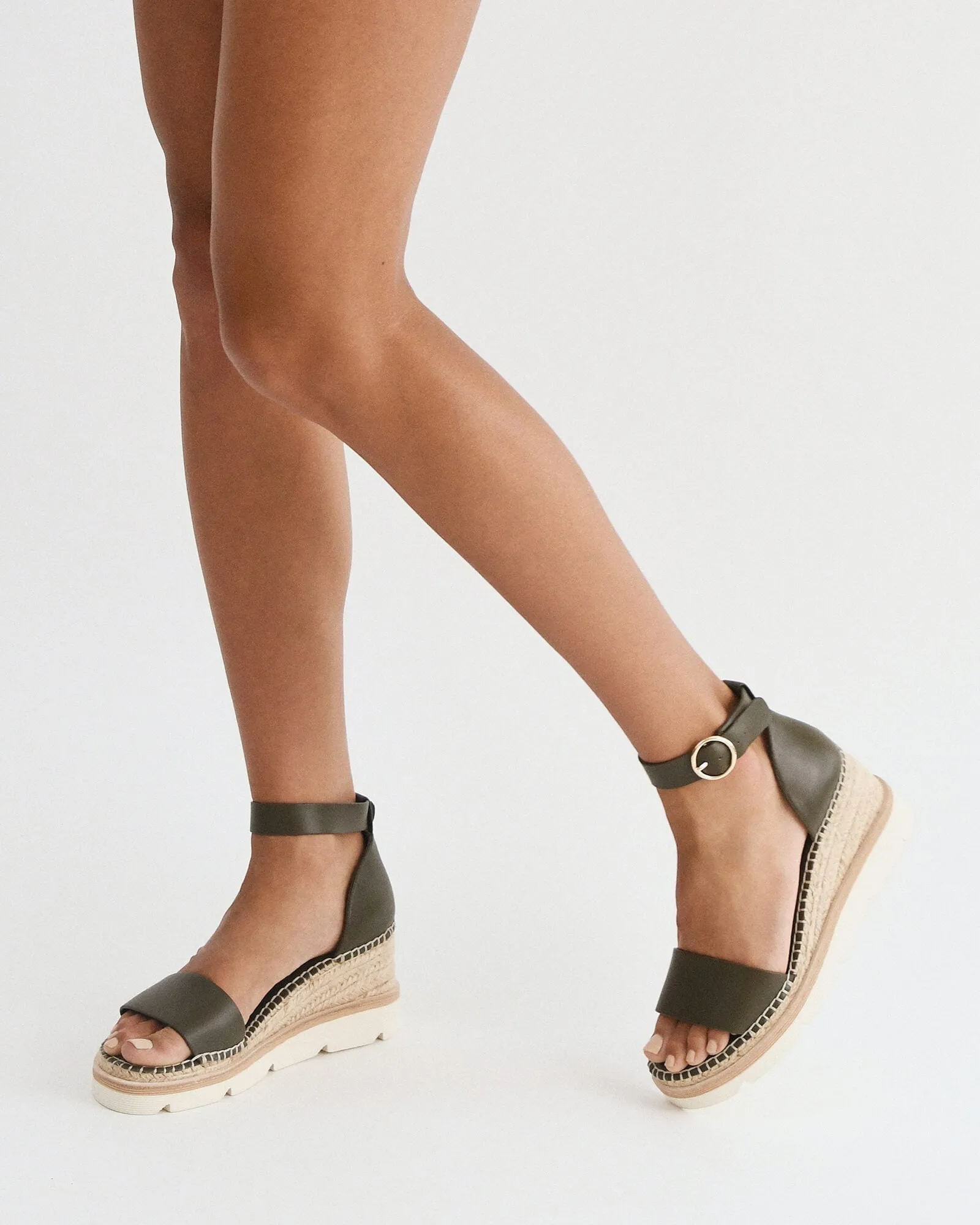 Jo Mercer Wedge Sandals Jo Mercer KELLY MID HEEL WEDGES DARK OLIVE