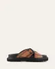 VENOM FLAT SLIDE SANDALS DARK TAN LEATHER sold by Jo Mercer