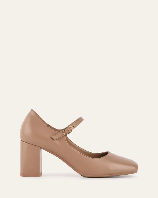 FREYA MID HEEL SHOES TAN LEATHER sold by Jo Mercer