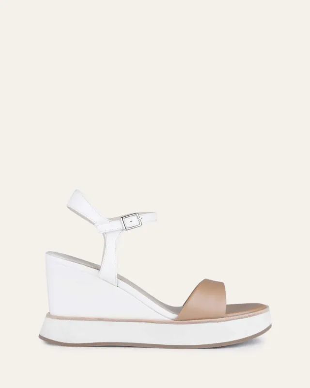 HAMPTON HIGH HEEL WEDGE SANDALS WHITE MULTI sold by Jo Mercer