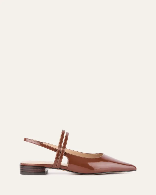 ASTRID DRESS FLATS CHESTNUT PATENT sold by Jo Mercer