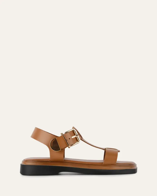 ILARIA FLAT SANDALS TAN LEATHER sold by Jo Mercer