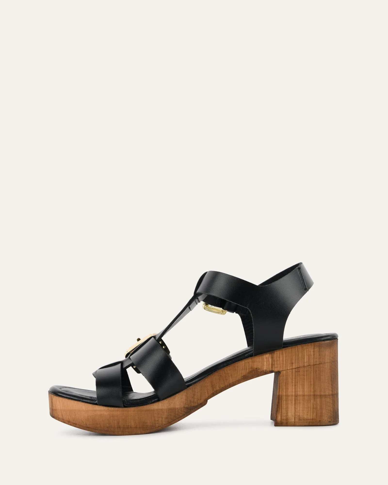 CATERINA MID HEEL CLOG SANDALS BLACK LEATHER sold by Jo Mercer product image thumbnail 5