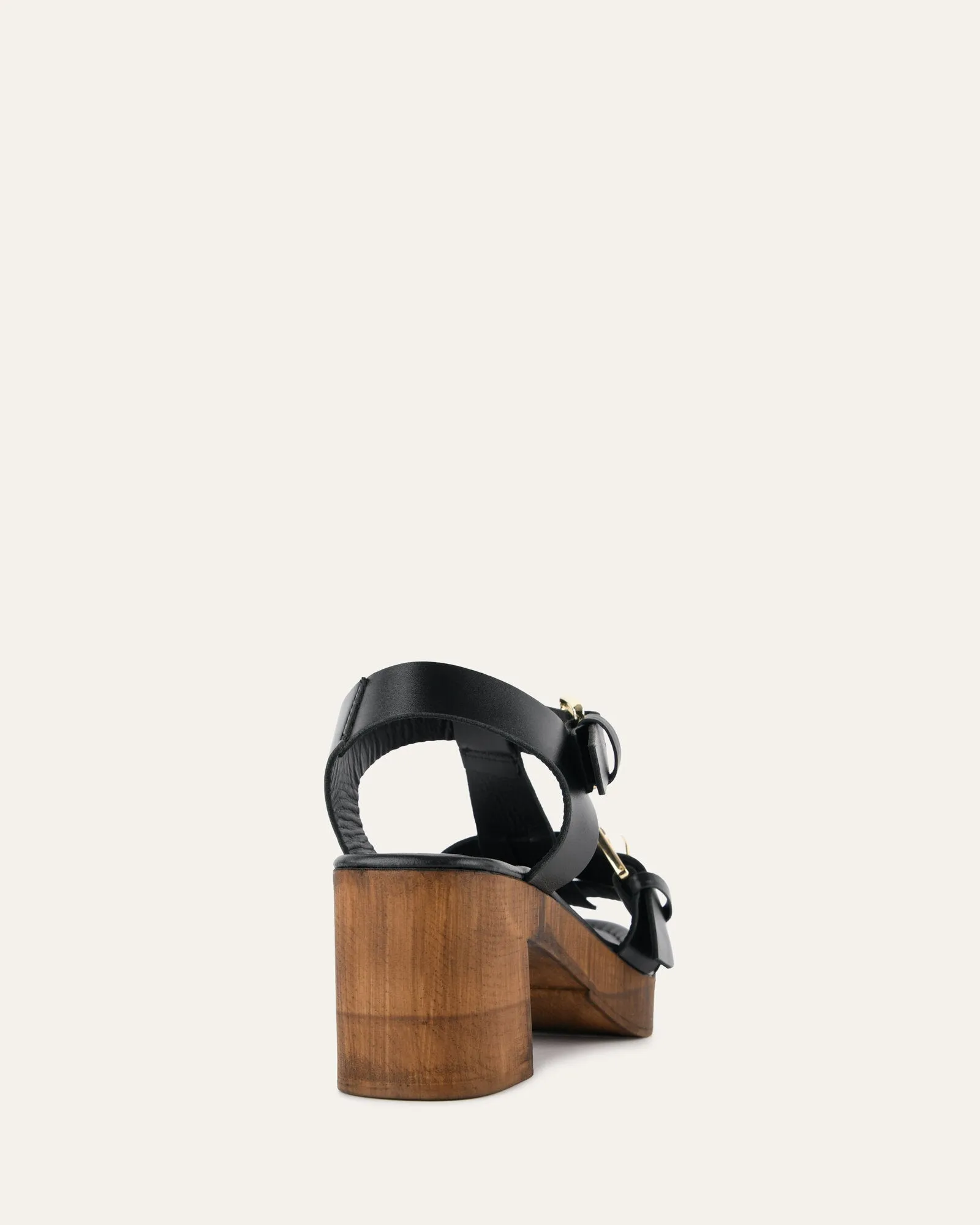 CATERINA MID HEEL CLOG SANDALS BLACK LEATHER sold by Jo Mercer product image thumbnail 4