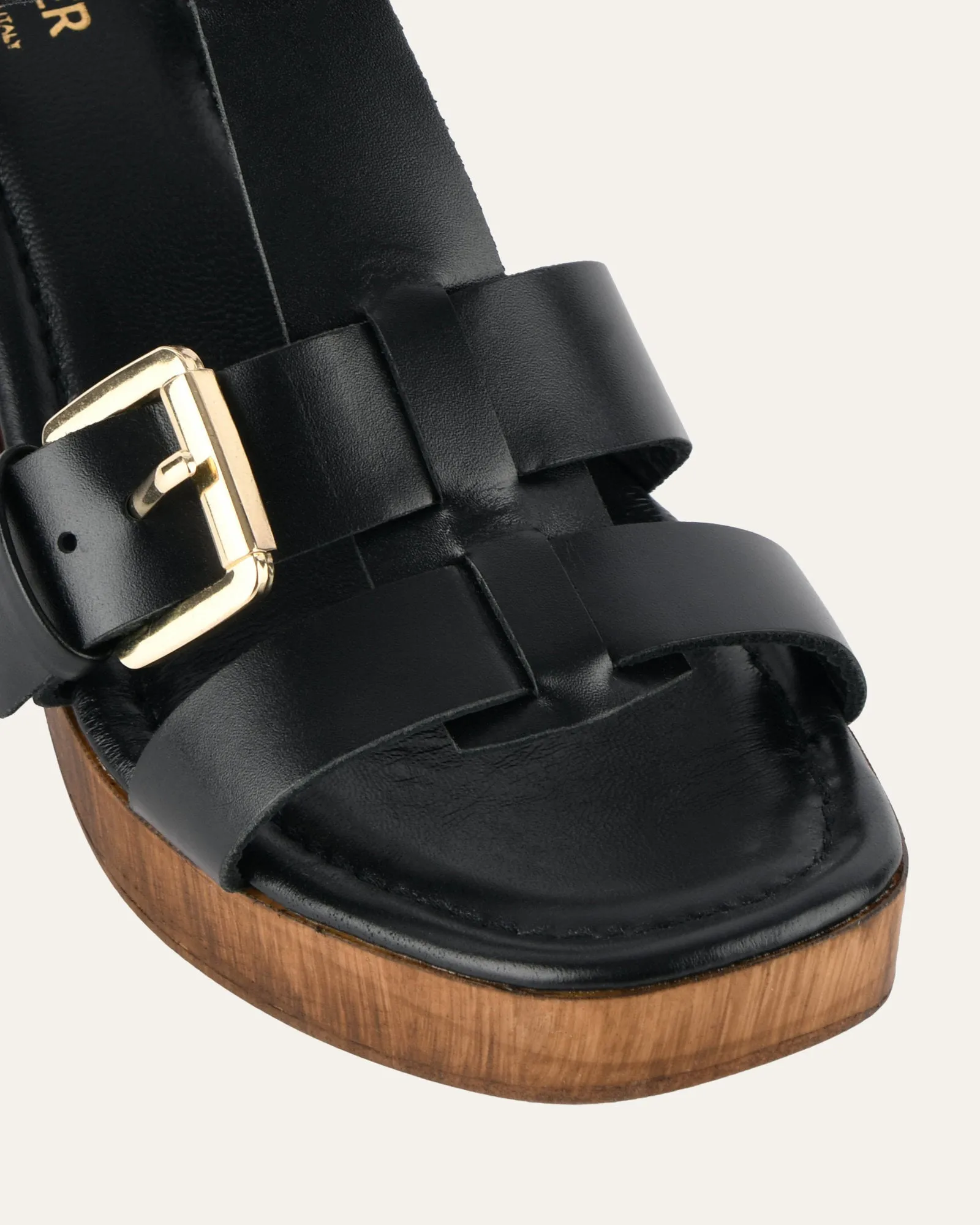 CATERINA MID HEEL CLOG SANDALS BLACK LEATHER sold by Jo Mercer product image thumbnail 3