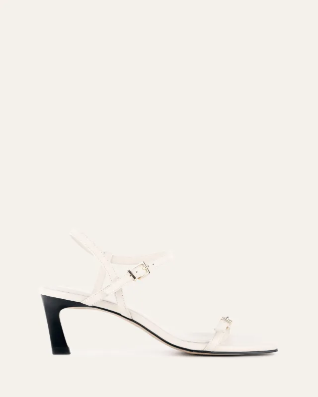GIANNI MID HEEL SANDALS OFF WHITE LEATHER sold by Jo Mercer
