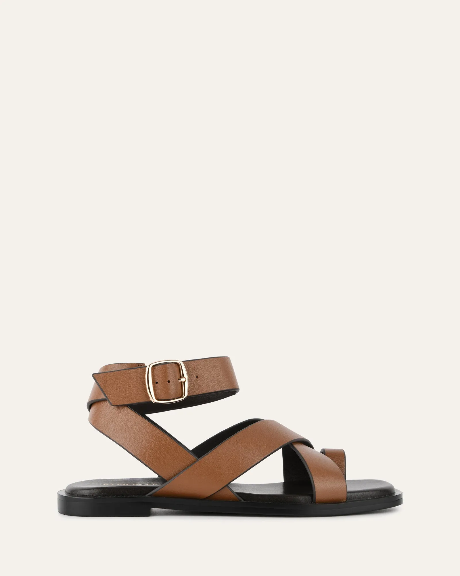 SHONA FLAT SANDALS DARK TAN LEATHER sold by Jo Mercer