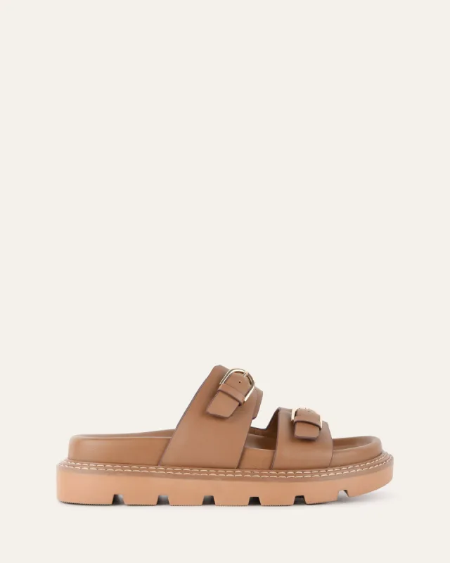 VICHY FLAT SANDALS TAN LEATHER sold by Jo Mercer