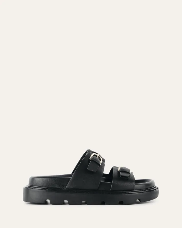 VICHY FLAT SANDALS BLACK LEATHER sold by Jo Mercer