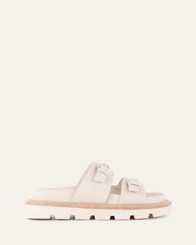 VICHY FLAT SANDALS OFF WHITE LEATHER sold by Jo Mercer