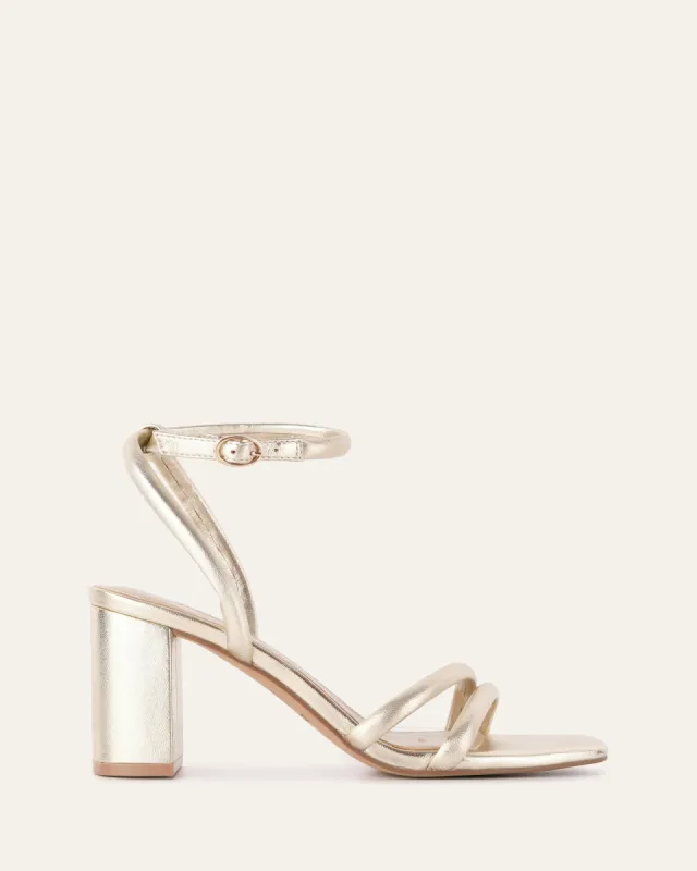 NINO HIGH HEEL SANDALS SOFT GOLD LEATHER sold by Jo Mercer