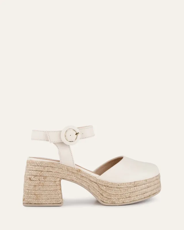 DINA HIGH HEEL ESPADRILLES OFF WHITE LEATHER sold by Jo Mercer