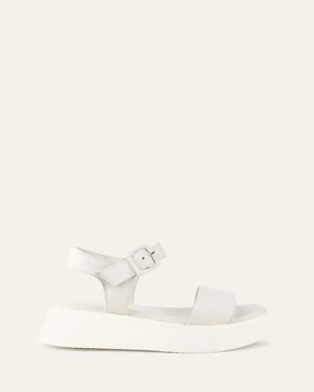 ZIA FLAT SANDALS WHITE LEATHER sold by Jo Mercer